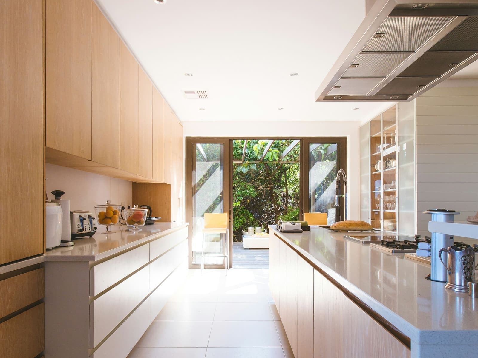 Spotless modern kitchen with clear countertops